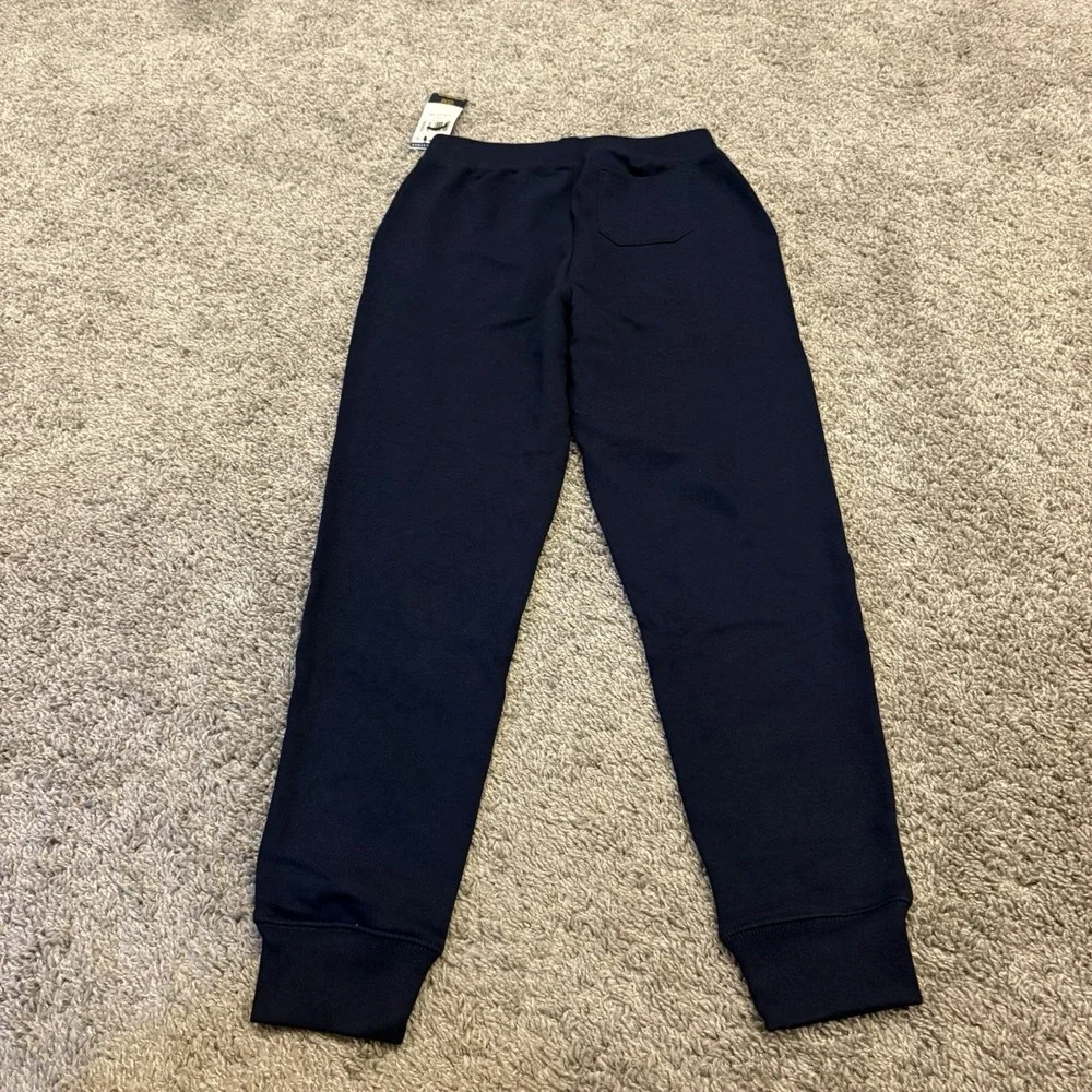 NEW Polo Ralph Lauren French Terry Pink Pony Blue Slim Fit Pants Girls L 12-14